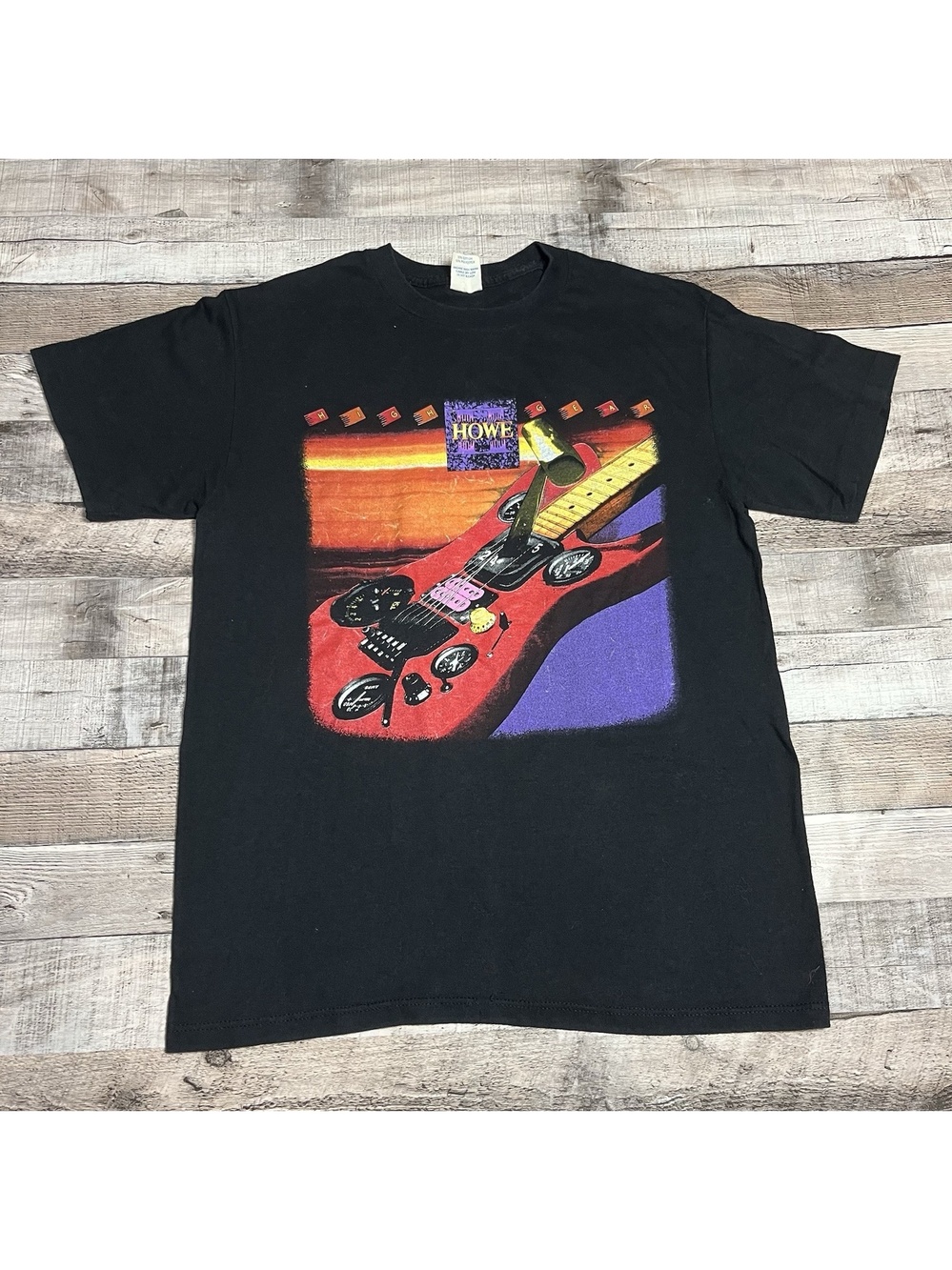 Howe 2 Shirt Size Large Black Vintage 80s High Gear Rock Band Tee Guitar